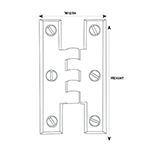 HH-2 Brass H Hinges Line Drawing