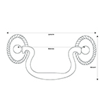 H-31 Series Rosette Bail Pull Line Drawing