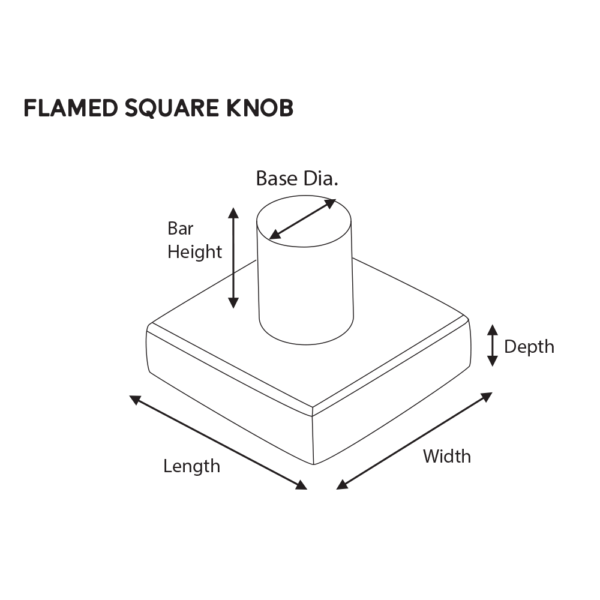 1-3/16" S30 Square Knob w/ Flamed Texture