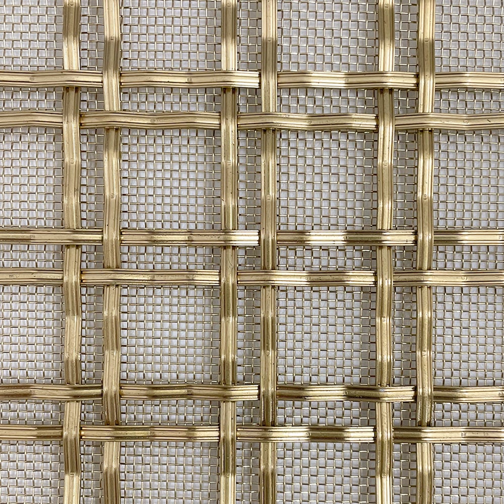 19mm Double Square Interwoven Grille Sample Board – Satin Brass Lacquered