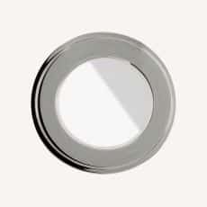 Metal washer circular ring with a central hole light gray finish and subtle shading on a pale background