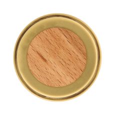 Round brass rimmed coaster with a wooden center