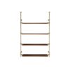 Industrial ladder-style shelf with five wooden rungs and beige metal uprights.