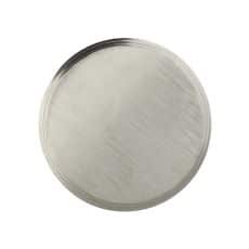 Round brushed metal disk with a light gray satin finish